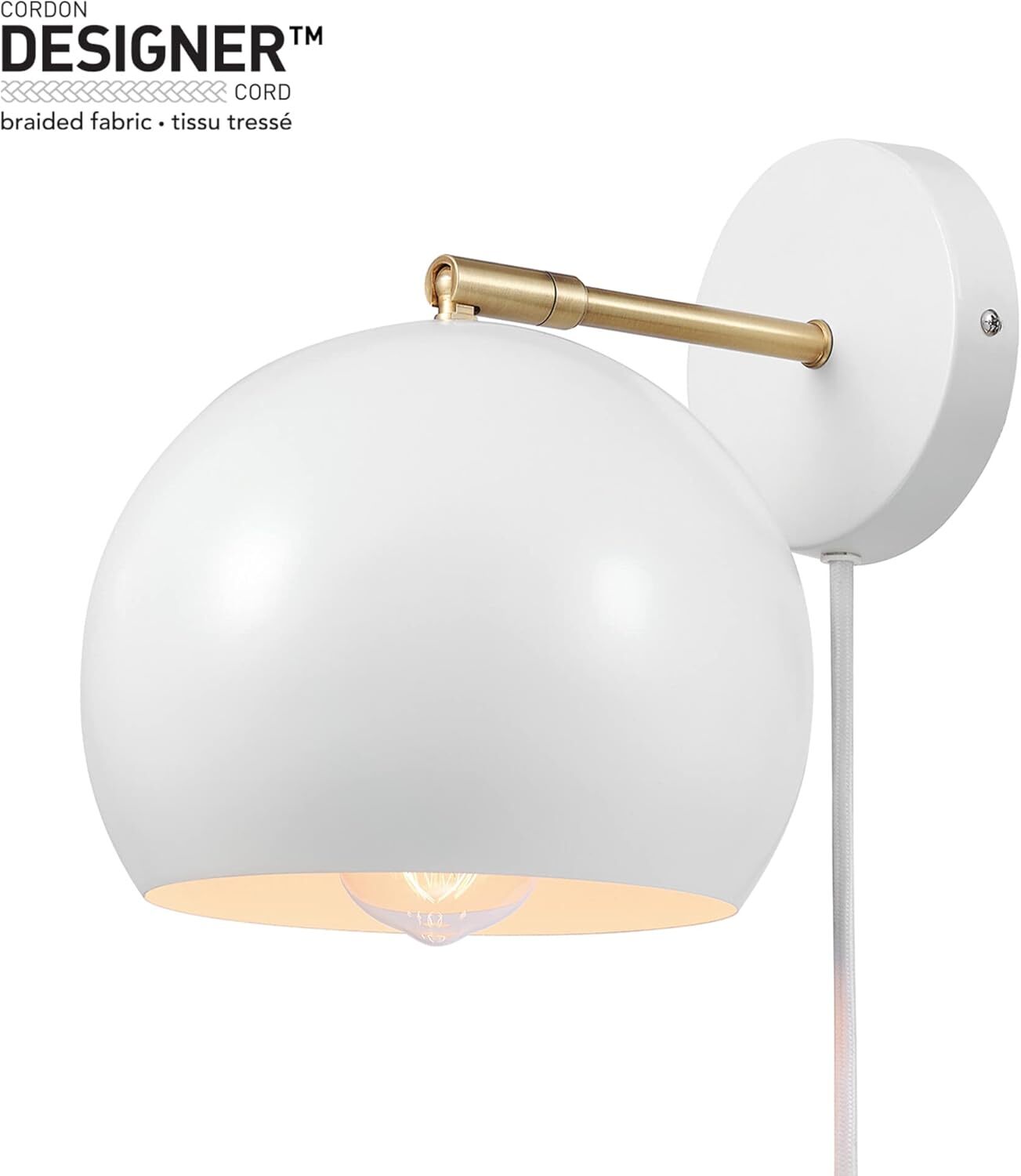 Globe Electric 52077 Molly 1-Light Plug-in or Hardwire Wall White, | eBay