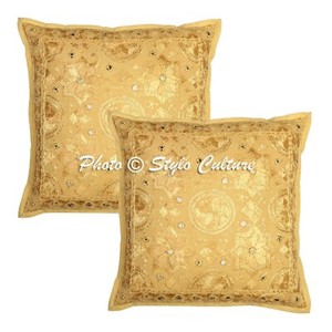ochre throw pillows