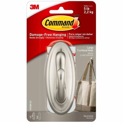 Command Decorative Hooks Traditional Large 1 Hook & 2 Strips/Pack 17053BNES