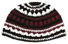 BIG JEWISH KIPPAH - Burgundy Black White Stripes