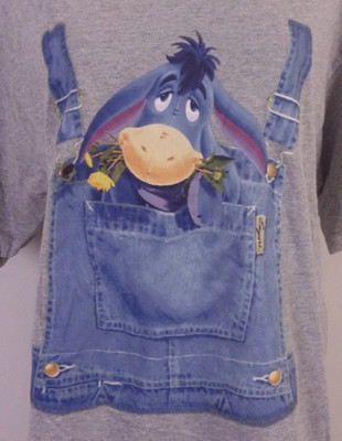 vintage 90s 00s Y2K Disney Winnie The Pooh Eeyore T-Shirt V-Neck SZ L