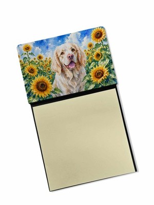 Caroline's Treasures Clumber Spaniel in Sunflowers Watercolor Sticky Note Holder