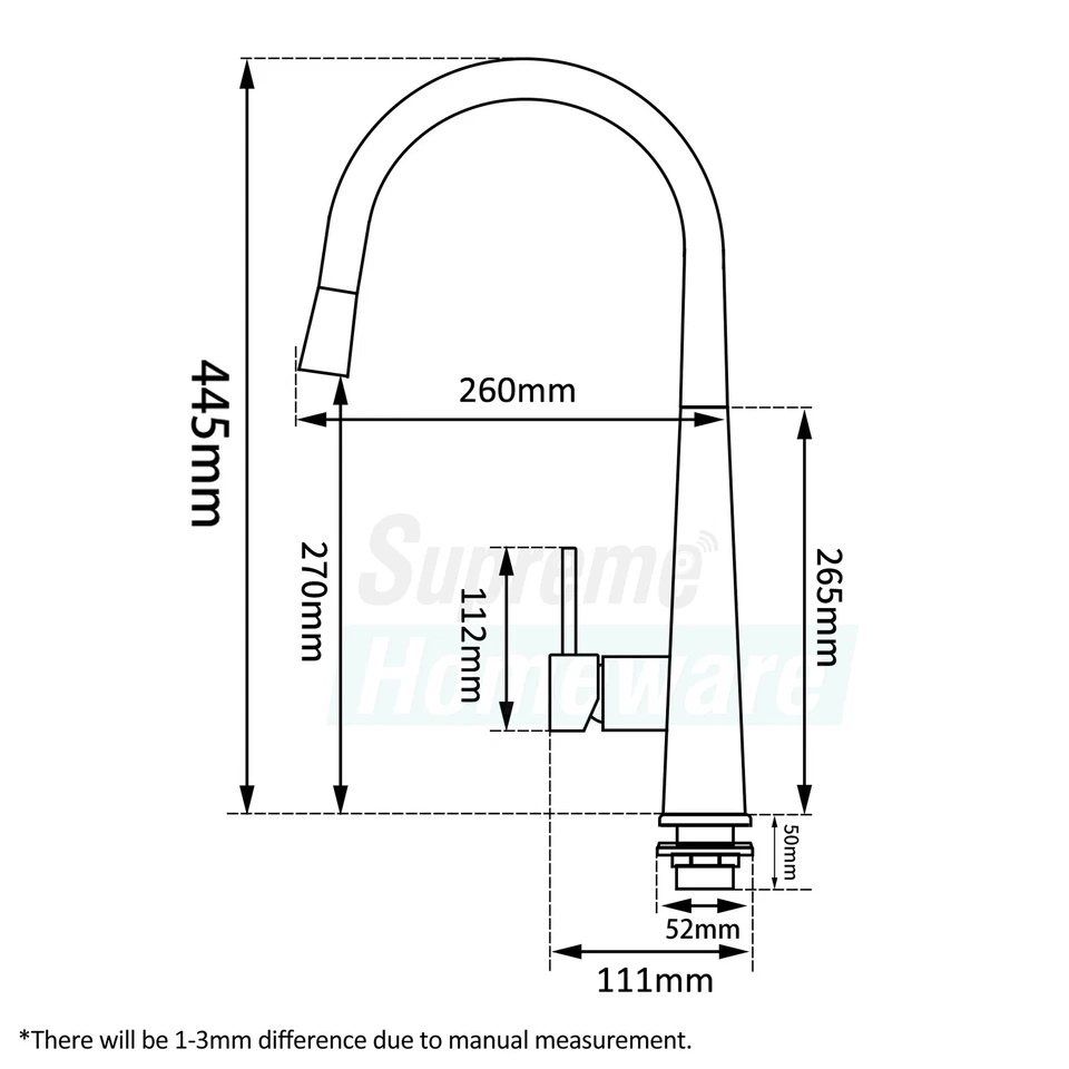 ACA Brass Pull Out Kitchen Sink Mixer Tap 360° Swivel Laundry Taps Faucet WELS - image 2 of 2