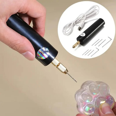 9PCS Set Mini Electric Drill USB Engraving Pen Tool Black DIY Set
