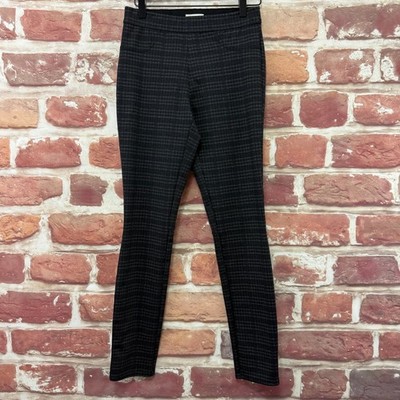 Max Studio Pants Womens S Black Gray Plaid Pull On Stretchy Slim Career Casual