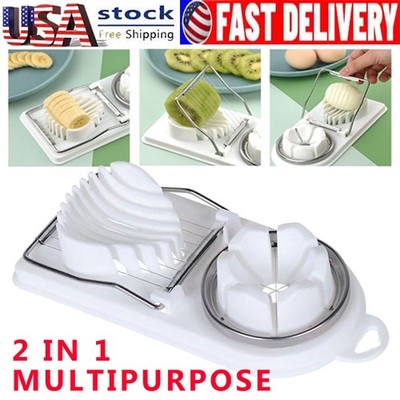 2-in-1 Egg Slicer Egg Cutter Stainless Steel Multifunctional for Hard Boiled Egg