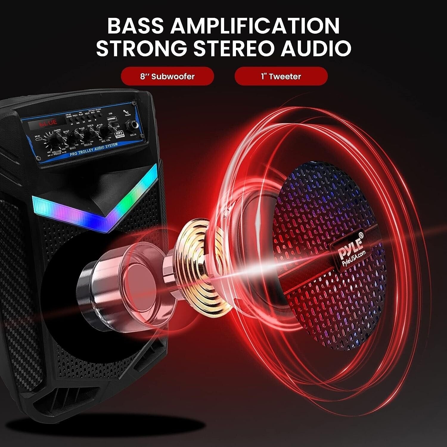 Pyle 400W Rechargeable Outdoor Bluetooth Speaker Portable PA System