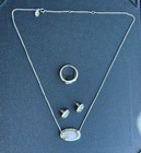 3 PIECE VINTAGE SILVER TONE ABALONE COSTUME JEWELRY LOT DESIGNER AVON — photo 3