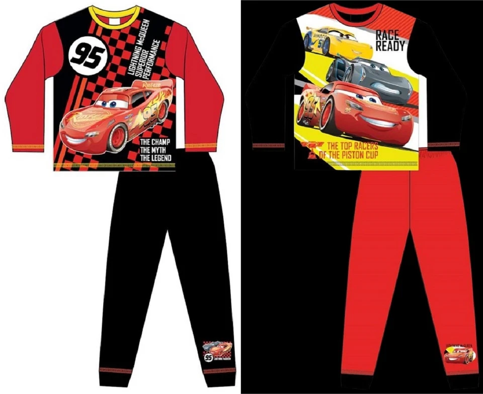 Boy's CARS Pyjamas / Disney Pixar Red & Black LIGHTNING McQUEEN PJs 4-10 years - Image 2 of 4
