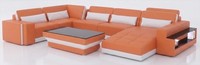 Orange U Sofa Wohnlandschaft Ecksofa Modern Couchtisch Set Luxus
