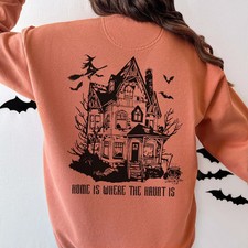 Halloween Haunted House Sweatshirt Spooky Season Crewneck Witch Gift Top