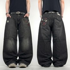 Vintage y2k grunge archive faded black skater baggy wide leg rare jeans
