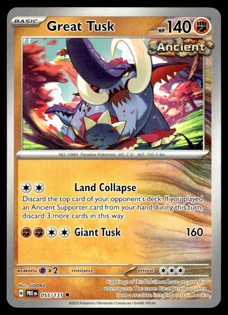 2025 Scarlet & Violet Series - Prismatic Evolutions Great Tusk Uncommon #55