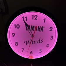 Vintage Yamaha Winds 18" Wall Clock Pink Backlit Working Condition