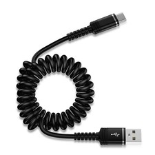 Coiled USB C Charger Cable 3ft for iPhone 17 Pro Max Air 16 3 feet, Black