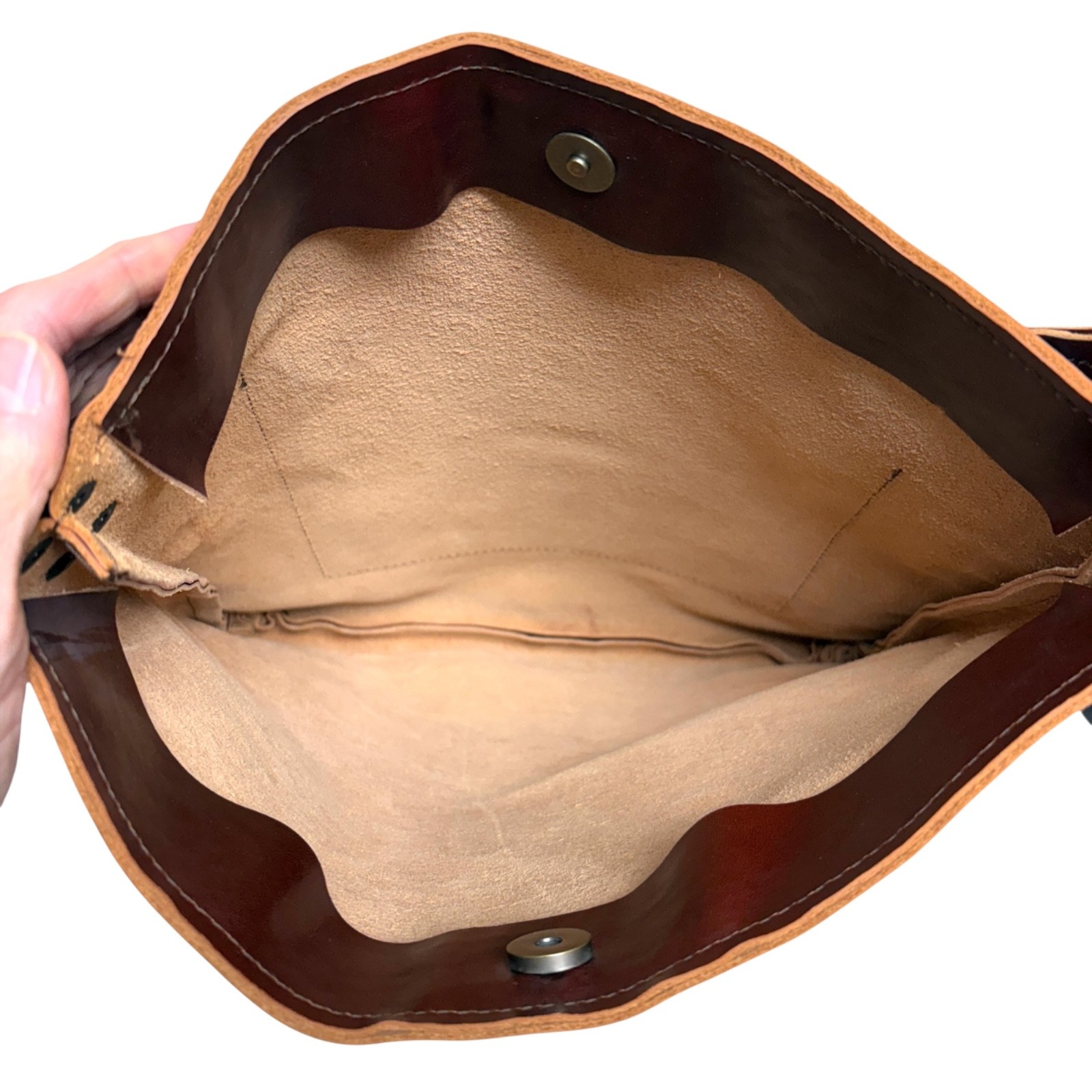 bag handmade leather large rectangle crossbody un… - image 8