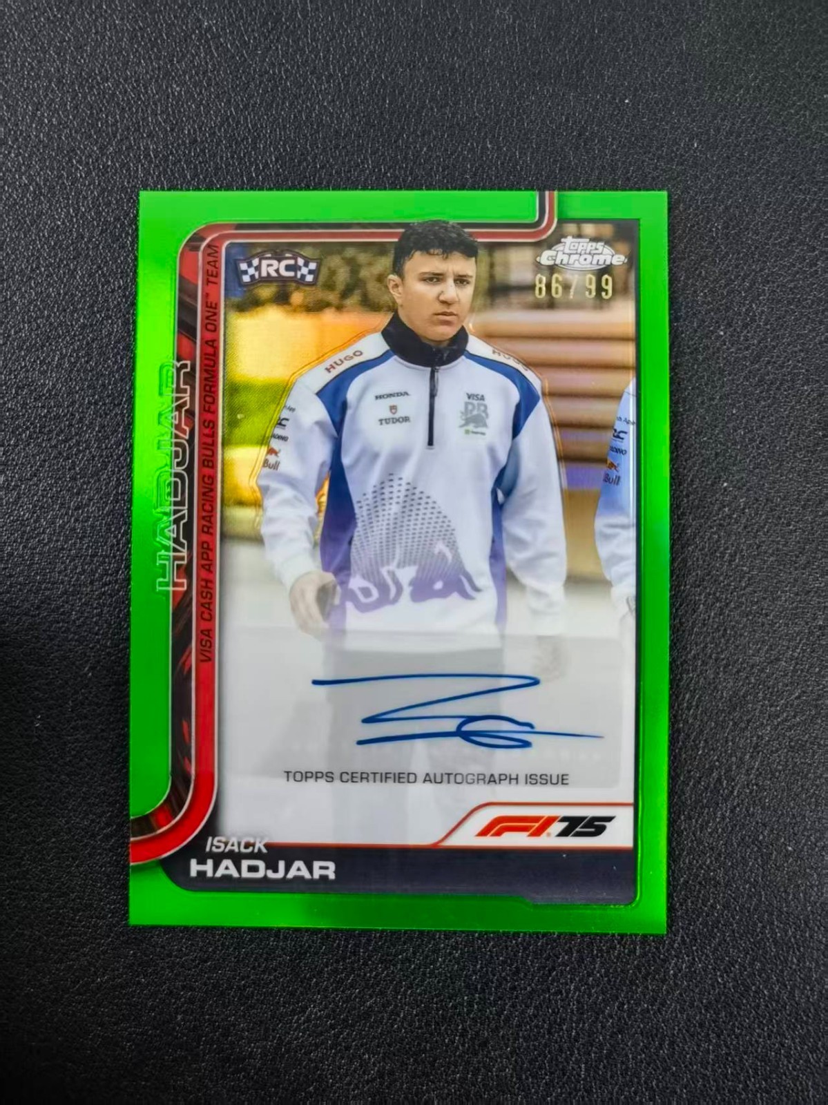 2025 Topps Chrome F1 Isack Hadjar RC AUTO Green 86/99 #CAC-HAD LZC