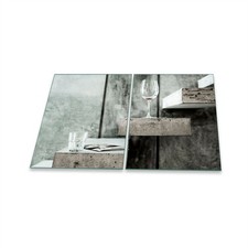 Herdabdeckplatte Ceran 2-Teilig 2x40x52 Wein Schwarz Abdeckung Spritzschutz Glas