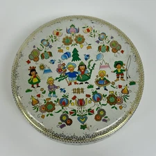 Edward Sharp & Sons Toffee Tin Swiss Alps Children - Kent England 6.25” Vintage