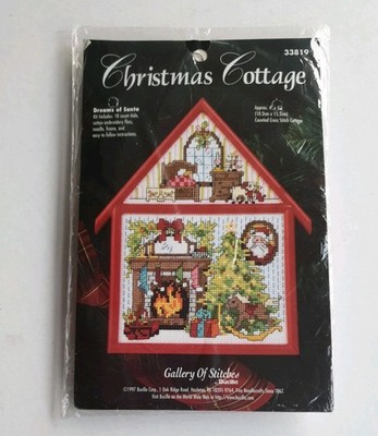 Vintage Bucilla DREAMS OF SANTA Kreuzstich Set Weihnachten Landhaus #33819 - Neu