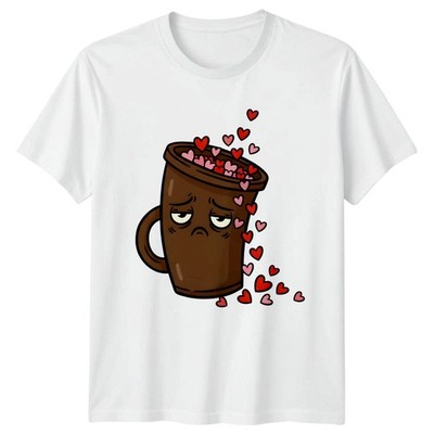 Powered By Coffee But Overwhelmed T-Shirt Traurig Tasse Humor Valentinstag
