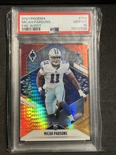 2021 Panini Phoenix Micah Parsons #146 Fire Burst Rookie Dallas Cowboys PSA 10
