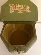 Vintage Octagonal Wooden Box Purse decoupage Lucite handle