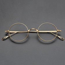 Vintage Golden Eyglasses Women Men 45mm Round  -Titanium Eyewear US Shipping