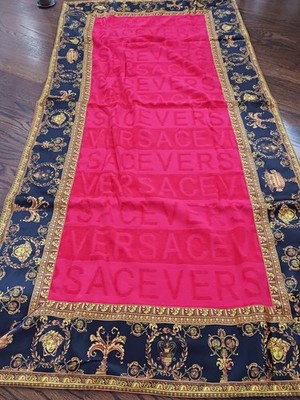 VERSACE HOME  TOWEL LARGE BAROQUE RED BATHROOM BEACH BODY