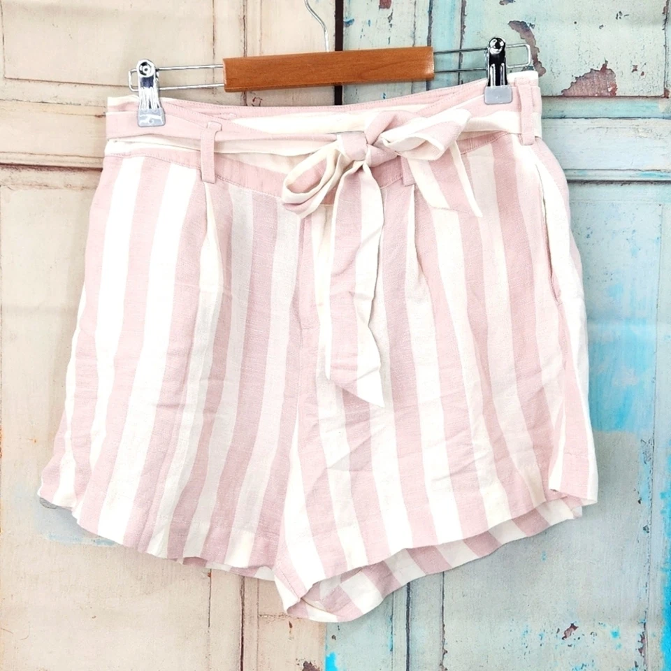 Pantalones cortos a rayas Rails Katy Tie mezcla de lino Foto 2 de 4