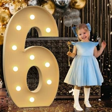 Marquee Numbers 4 Feet Tall Large Light Up Numbers 6 for 6th Sweet 16 Birthda...