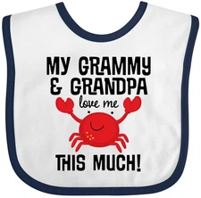 Inktastic My Grammy And Grandpa Love Me Baby Bib Childs Girl Boy Clothing Shower