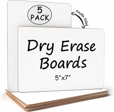 Set of 5 Small White Board Dry Erase Boards Classroom Pack Mini White Boards 5"