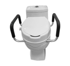 Raised Toilet Seat with Handles for Elongated Toilets   Portable Commode R