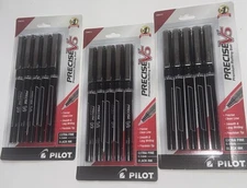 Lot of 15 - Pilot Precise V5 Stick Black Ink Rolling Ball Pens 0.5mm Extra Fine