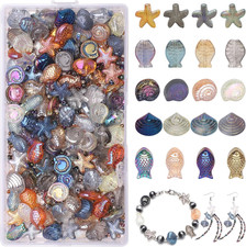 650Pcs Starfish, Shell, Snails, Fish Glass Beads for Jewelry Making - Ocean Them