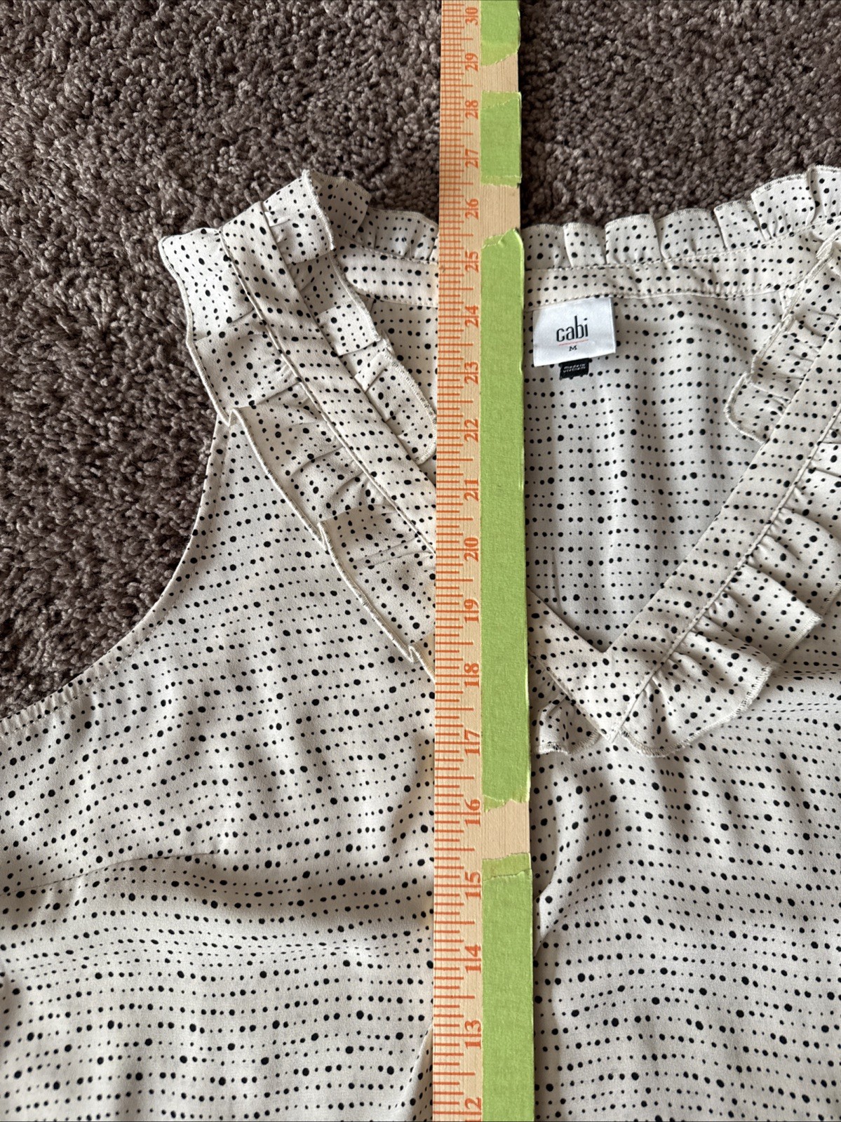 Cabi Blouse Morse Code Sleeveless Medium Cream Ru… - image 4