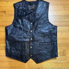 Italian Stone Design Men's Large Navarre Leather Co Vest Black Leather g 
