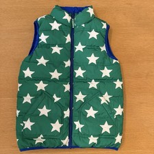 Mini Boden Reversible Green Star Print Unisex Kids Puffer Vest 8-9Y boys girls