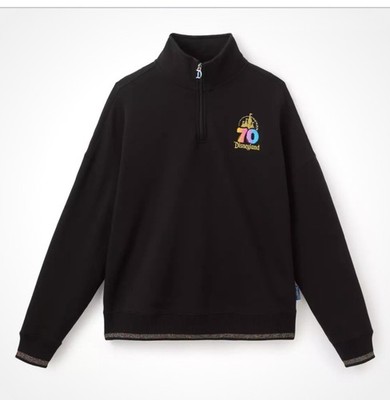 DISNEYLAND 70th ANNIVERSARY ¼ ZIP PULLOVER IRIDESCENT SWEATSHIRT SIZE X-LARGE