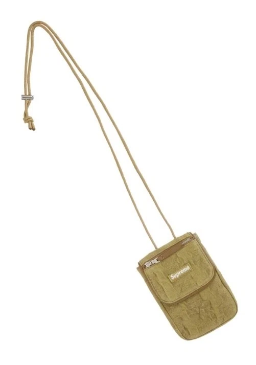SS22 Supreme Fat Tip Jacquard Denim Neck Pouch Olive Bag