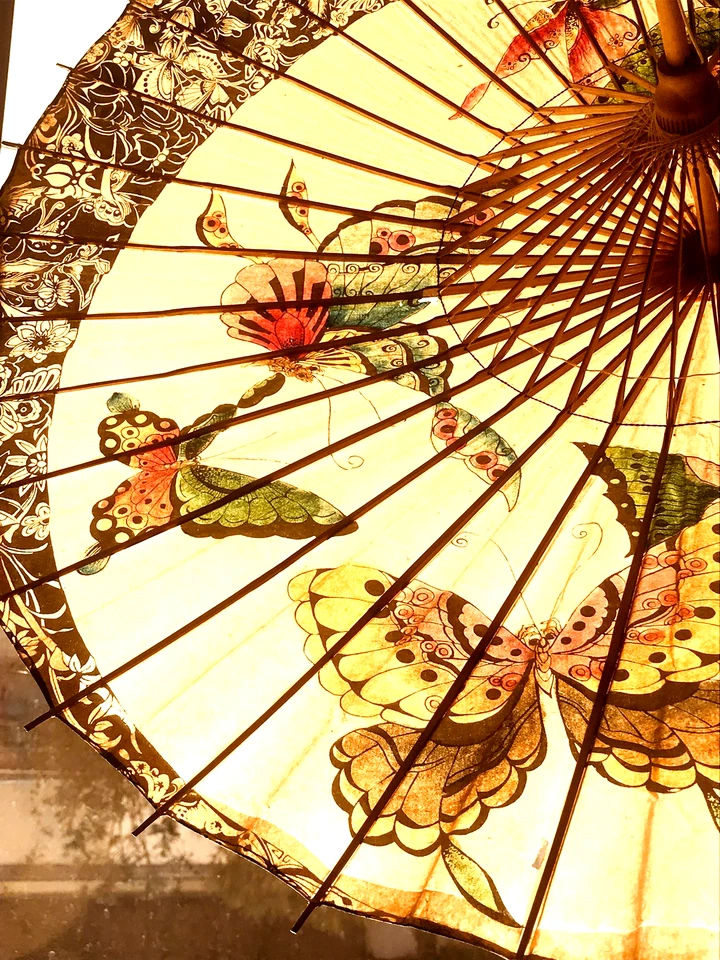 Ombrelle japonaise WAGASA ancienne en bambou et papier washi - Photo 2/4