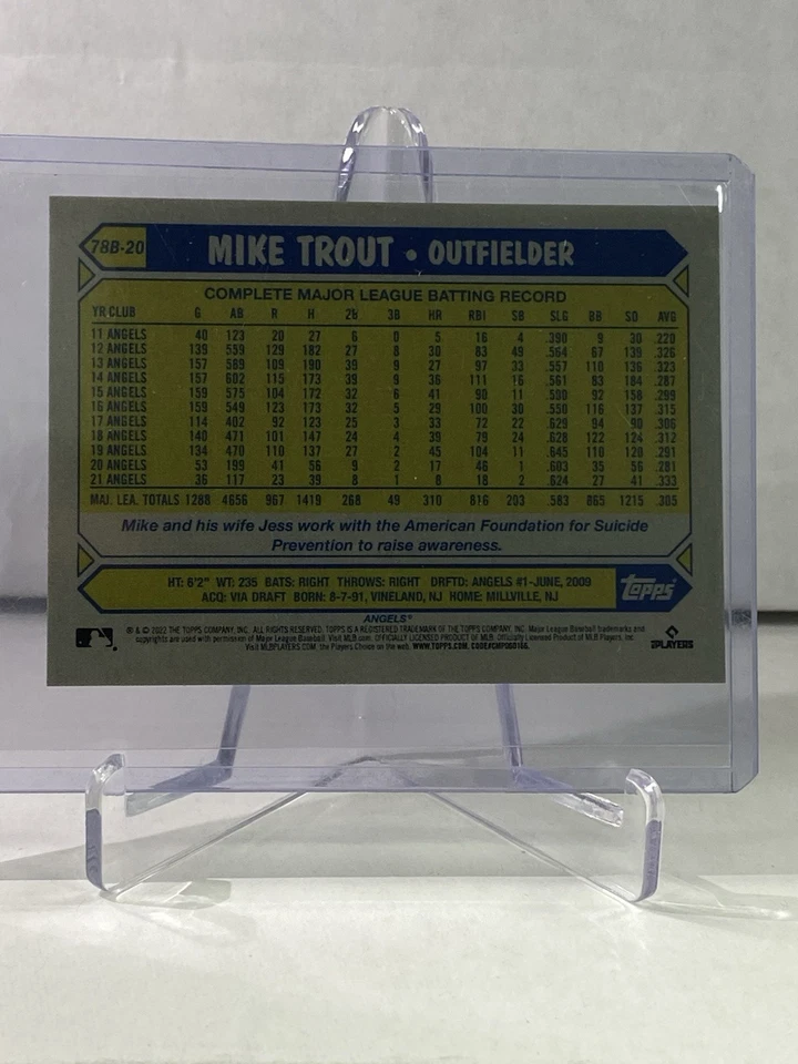Mike Trout 2022 Topps Mini 1987 Topps #78B20 1987 Topps 🔥 - Image 2 of 2