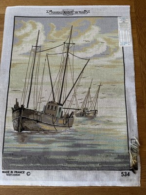 Margot ~ Nadelspitze Wandteppich bedruckt Leinwand unvollendet hergestellt in Frankreich. 15 x 20 Zoll