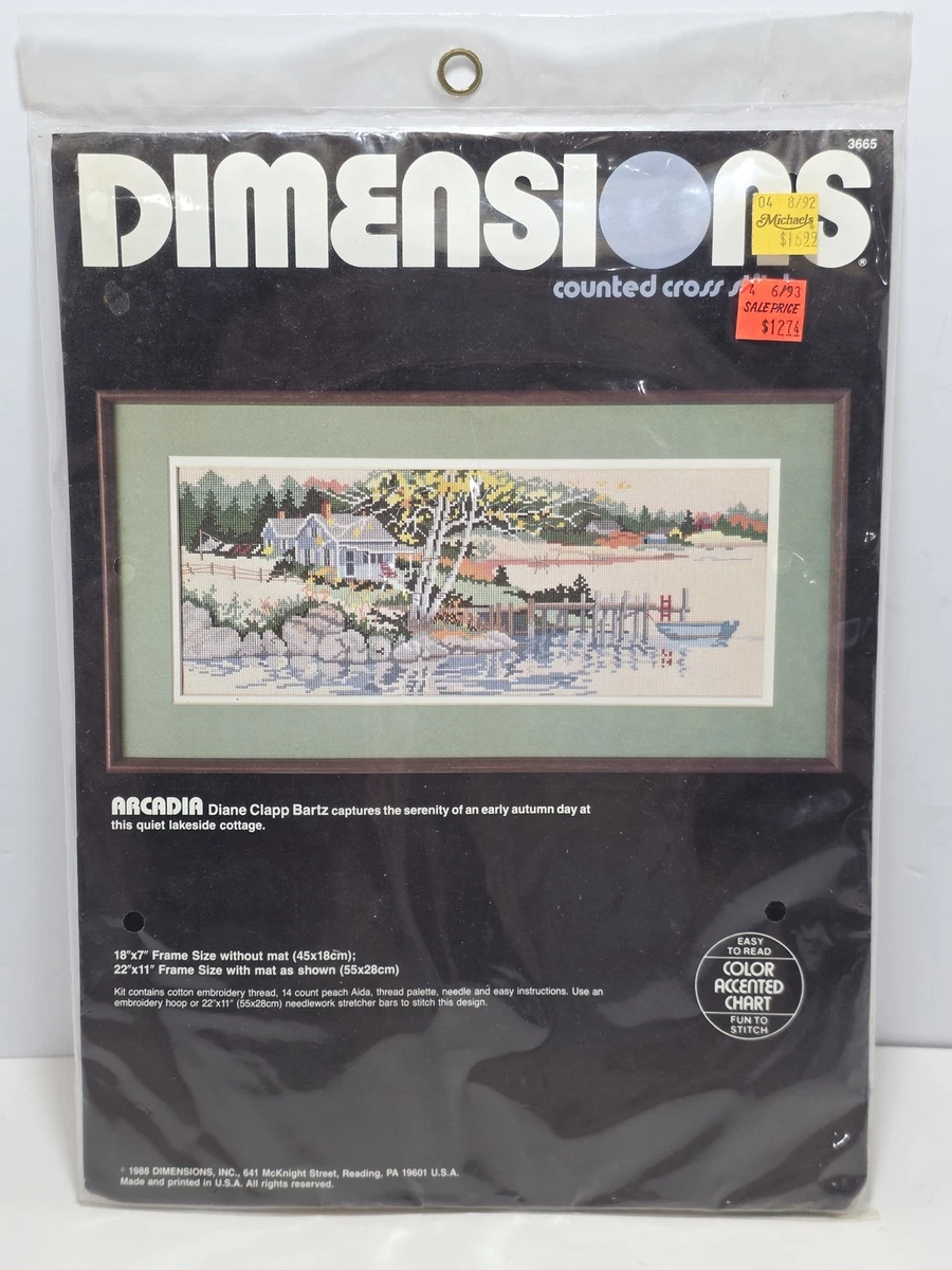 Vintage Dimensions Counted Cross Stitch Kit ARCADIA Lakeside Cottage 3665 NEW