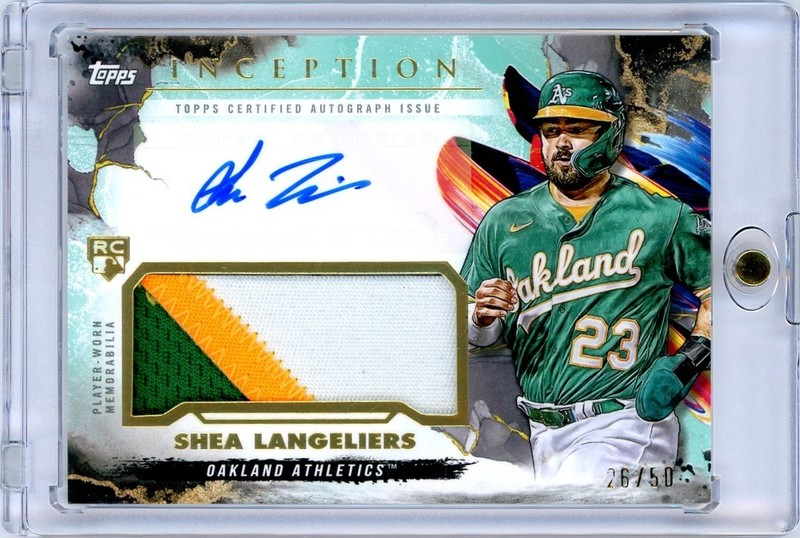2023 Topps Inception Shea Langeliers Rookie Patch Auto /50 Athletics RC IAP-SL