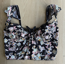 Victoria's Secret Dream Angels Floral Lace Mesh Bustier Black 36D Underwired