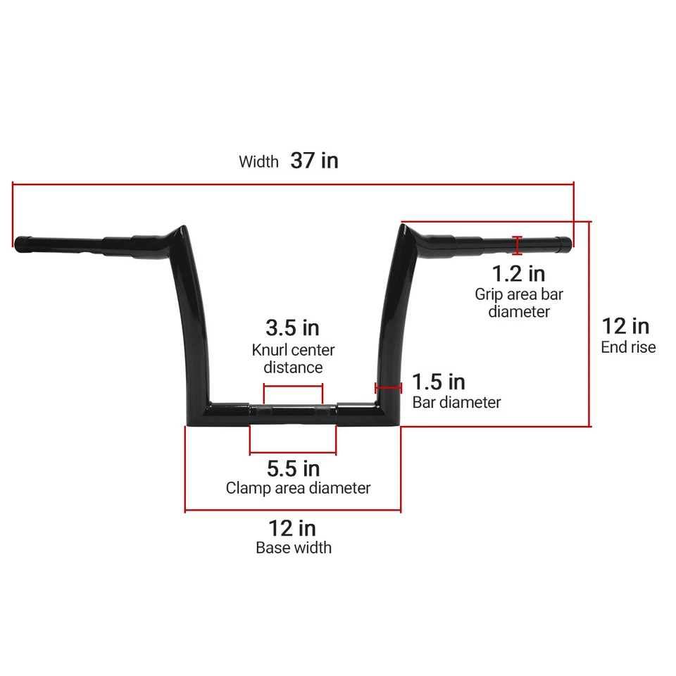 Barras de gancho de carne gruesa de 12" Rise 1-1/2" colgadores de simios para Harley Touring Road Glide 15-23 Foto 2 de 4