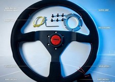 Monte Carlo 350mm 14 Suede Thickened Spoke Red Stitch Sport Steering Wheel Monte Carlo 350mm 14 Suede Thickened Spoke Red Stitch Sport Steering Wheel