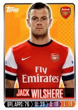 Topps Premier League 2014 Football Sticker - Arsenal Jack Wilshere 14